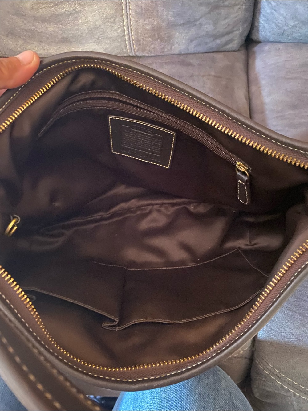 Coach Brown Signature Canvas Shoulder Bag with Dark Trim - Picture 3 of 4